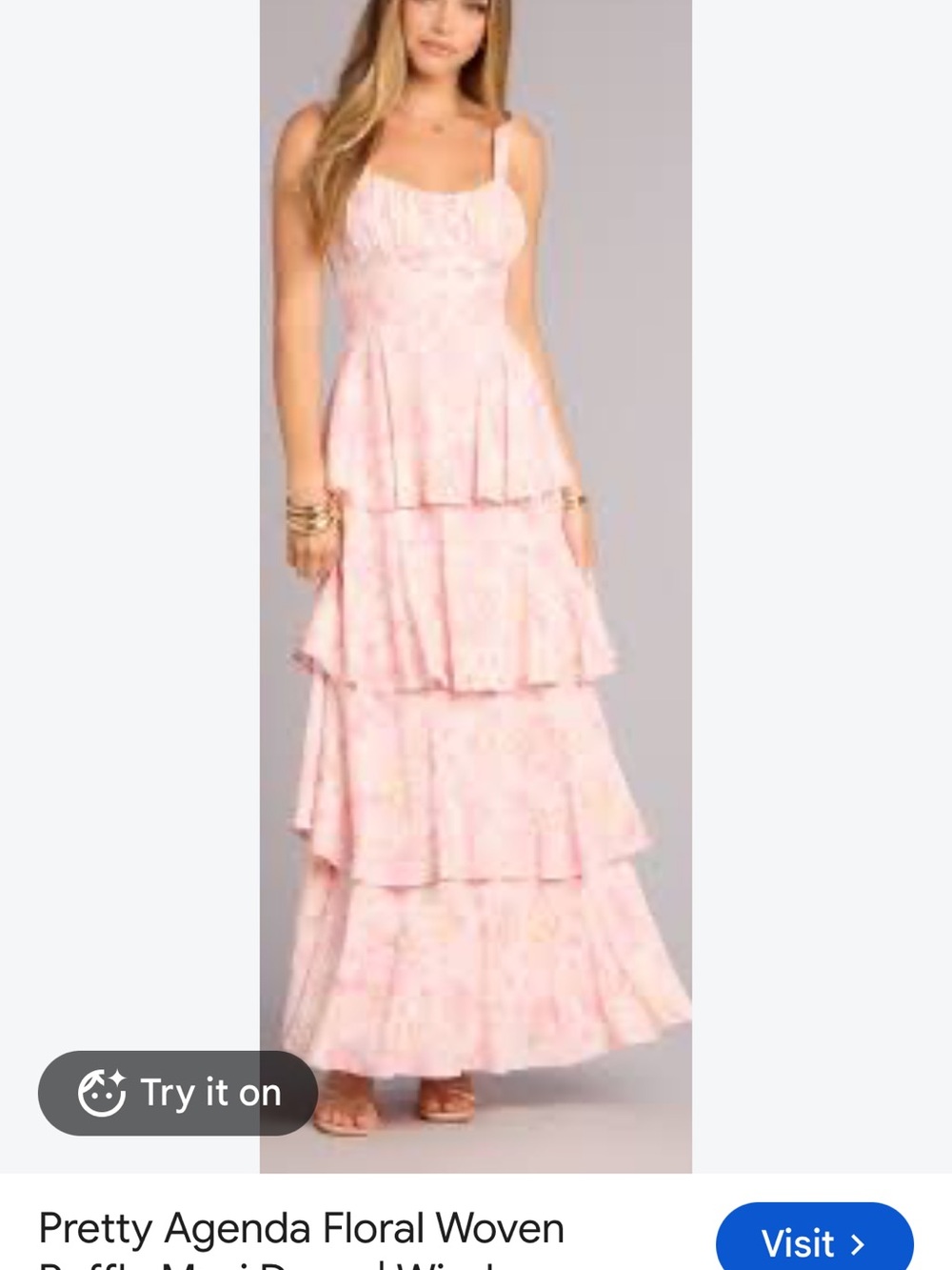 Windsor Pink Floral Tiered Maxi Dress